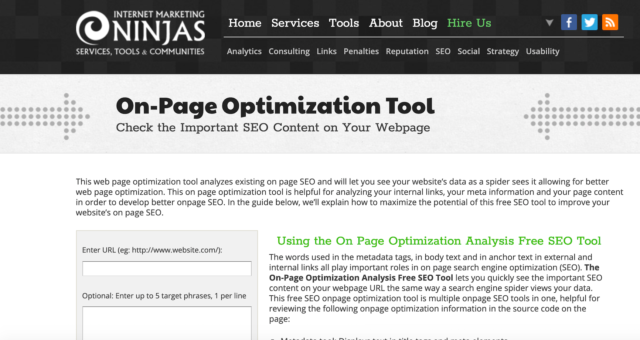 Internet Marketing NINJAS - Insightful Analysis Of Your URLs