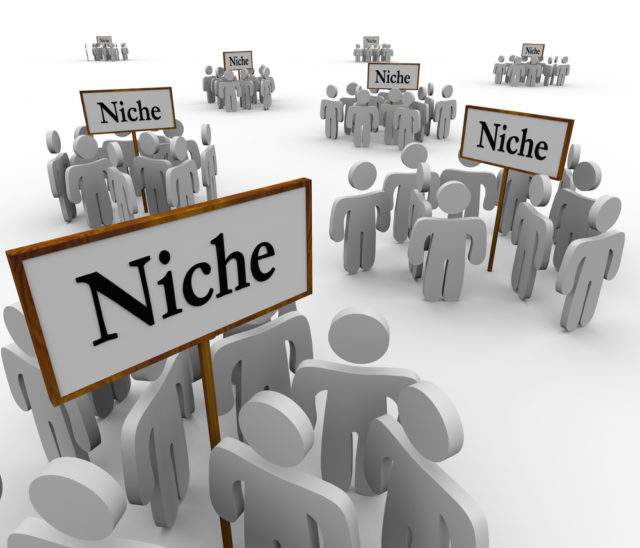 Many Niche Groups of People Clustered Around Niches Signs