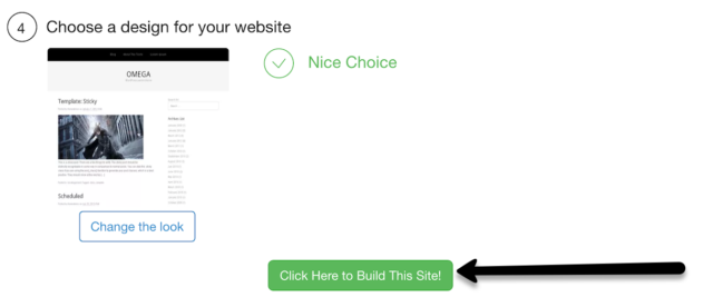 Step 4 Click to Build This Site