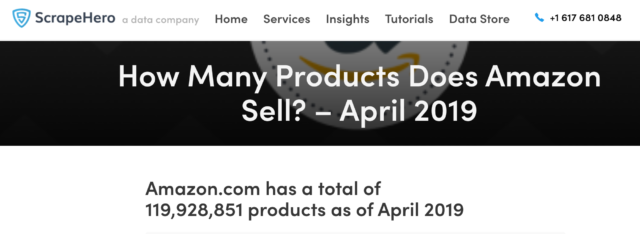 Amazon Has a Total of Over 119 Million Products April 2019