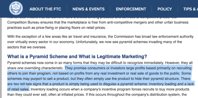 FTC Definition of Pyramid Scheme