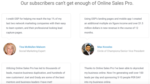 Online Sales Pro Subscribers Testimonials