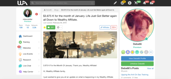 Success Story From Deb in Wealthy Affiliate