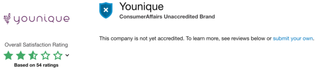 Consumer Affairs Rating 2 1/2 stars out of 5