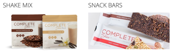 Complete is made up of Shake Mix and Snack Bars