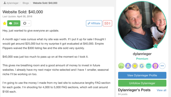 Dylan's Website sold for 40k