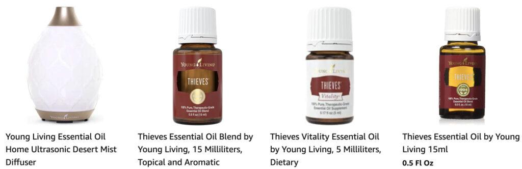 Some of Young Living's essential oils and diffuser