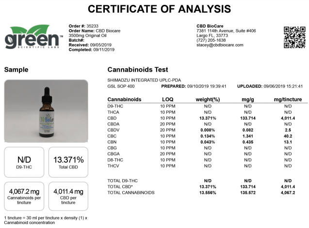 Image of QR Certificate of Analysis by a 3rd Party