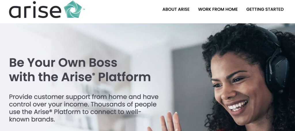 Arise Work From Home website image