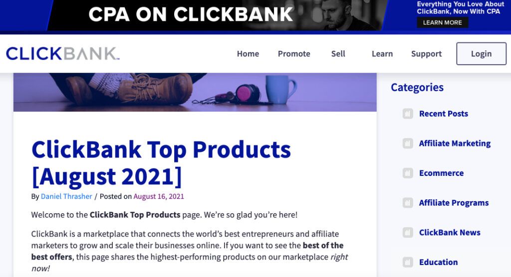 Image of ClickBank site